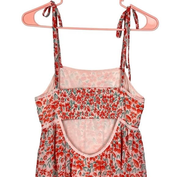 Pink Lily Peach Floral Babydoll Maxi Dress with Smocked Back Size Small - Picture 4 of 12